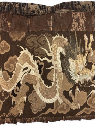 19th CENTURY JAPANESE SILK FABRIC TAPESTRY TWO DRAGONS