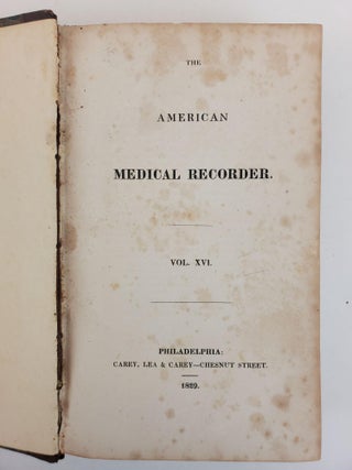 THE AMERICAN MEDICAL RECORDER [1822-1829 NON-CONSECUTIVE]