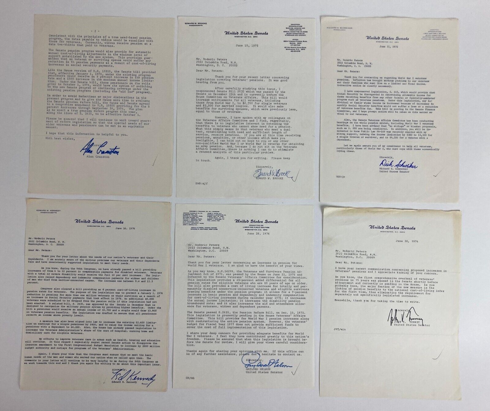 Signned Letters 18 Signed Letters from US Senators and Congressmen