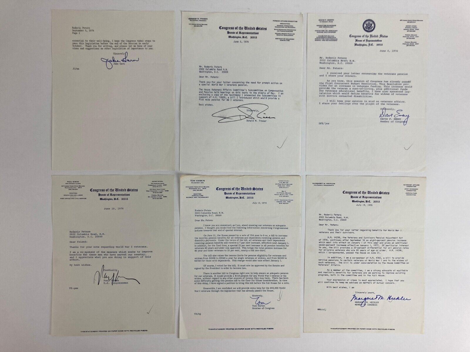 Signned Letters 18 Signed Letters from US Senators and Congressmen