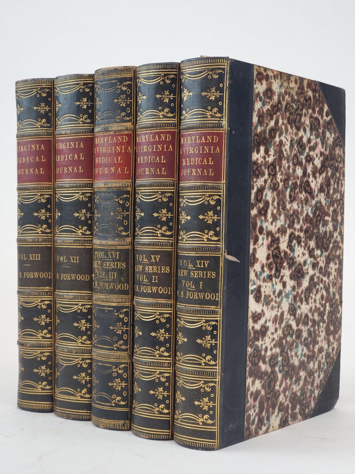 1359650 VIRGINIA MEDICAL JOURNAL / MARYLAND & VIRGINIA MEDICAL JOURNAL [VOLUMES TWELVE AND THIRTEEN, FOURTEEN-SIXTEEN/NEW SERIES VOLUMES ONE, TWO AND THREE]. James B. McCaw, George A. Otis, W. Chew Van Bibber.