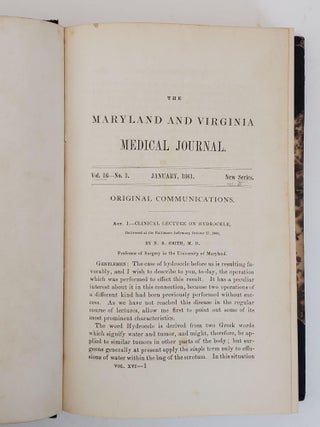 VIRGINIA MEDICAL JOURNAL / MARYLAND & VIRGINIA MEDICAL JOURNAL [VOLUMES TWELVE AND THIRTEEN, FOURTEEN-SIXTEEN/NEW SERIES VOLUMES ONE, TWO AND THREE]