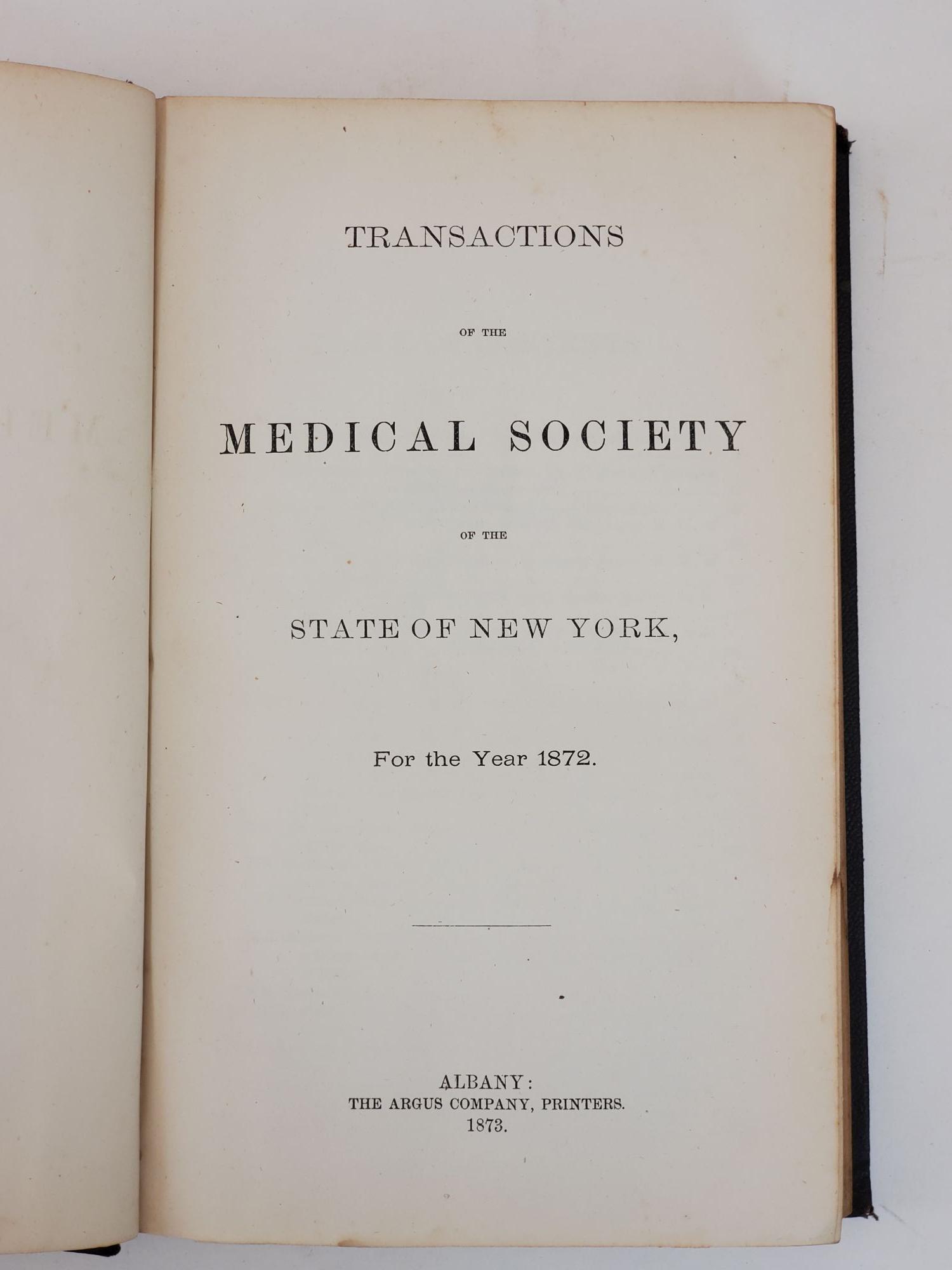 TRANSACTIONS OF THE MEDICAL SOCIETY OF THE STATE OF NEW-YORK FIVE ...