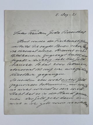 1360173 Autograph Letter to Gerda Rosenthal. Kathe Kollwitz