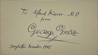 1360184 George Grosz Autograph Note Signed. George Grosz