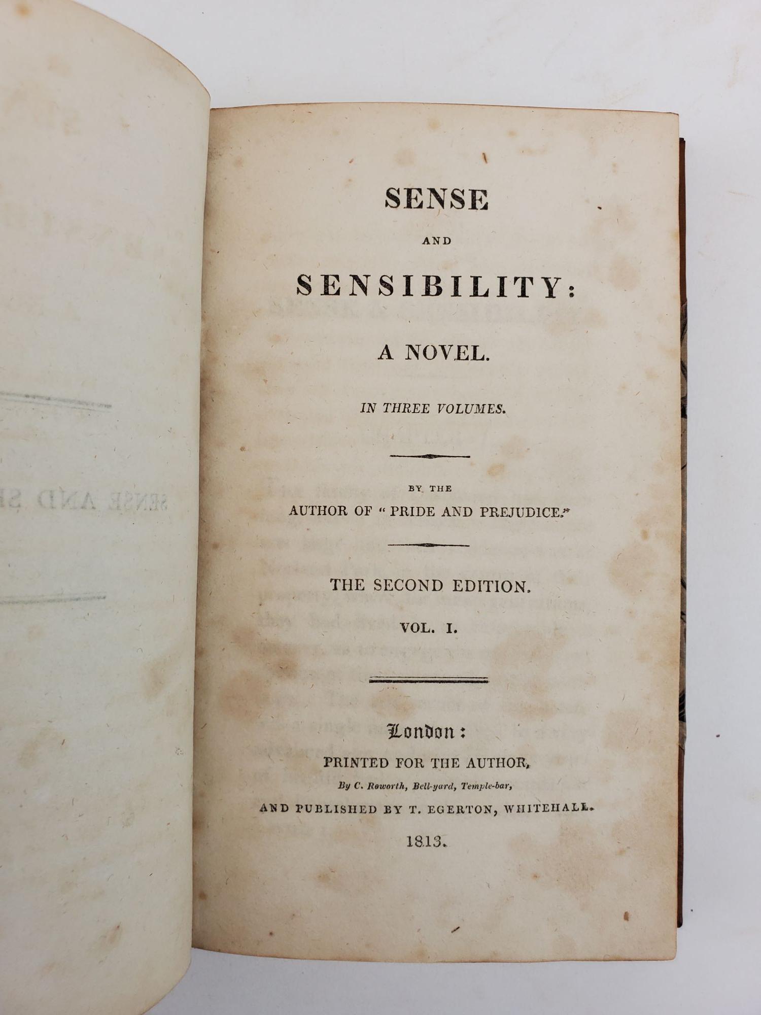 SENSE AND SENSIBILITY: A NOVEL IN THREE VOLUMES | Jane Austen, The