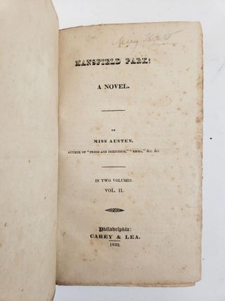 MANSFIELD PARK: A NOVEL. IN TWO VOLUMES