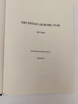 EARLY KENTUCKY LAND RECORDS 1773-1780