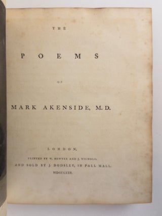 THE POEMS OF MARK AKENSIDE, M.D.