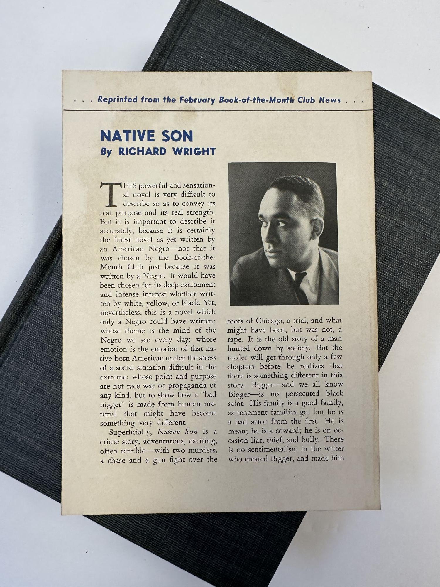 Cover of Native Son by Richard Wright, First Edition, Second Issue