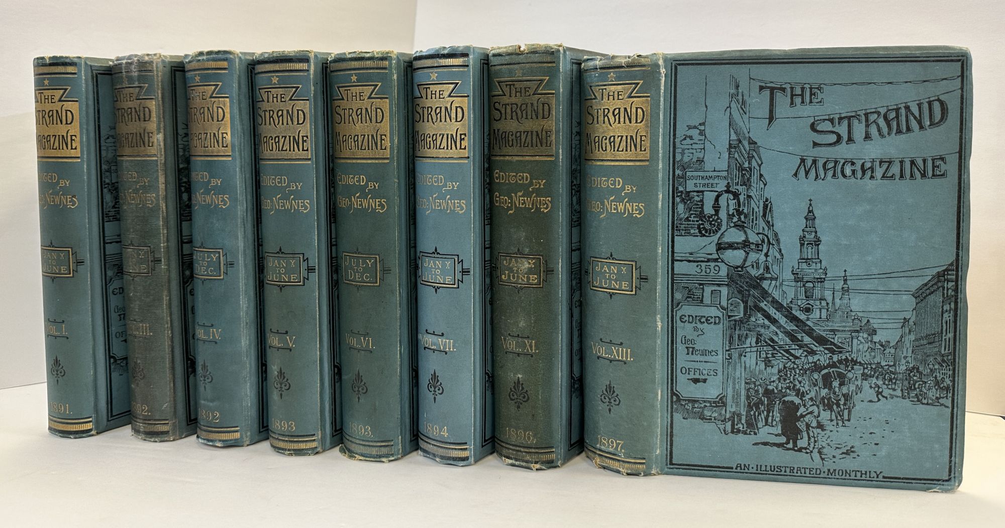 THE STRAND MAGAZINE: AN ILLUSTRATED MONTHLY EIGHT VOLUMES by George Newnes,  A. Conan Doyle, Rudyard Kipling, Jules Verne, Jean de Paléologue, George 