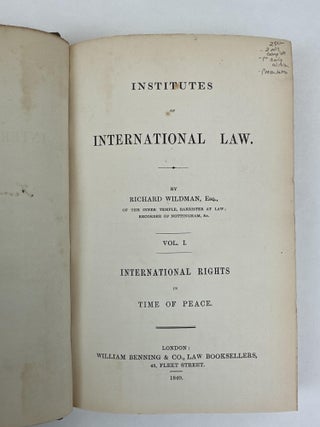INSTITUTES OF INTERNATIONAL LAW. [Two Volumes]