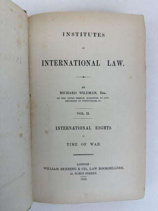 INSTITUTES OF INTERNATIONAL LAW. [Two Volumes]