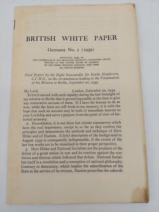 THE BRITISH WAR BLUE BOOK MISCELLANEOUS NO. 9 (1939): DOCUMENTS CONCERNING GERMAN-POLISH RELATIONS AND THE OUTBREAK OF HOSTILITES BETWEEN GREAT BRITAIN ADN GERMANY ON SEPTEMBER 3, 1939