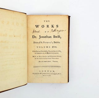 THE WORKS OF DR. JONATHAN SWIFT, DEAN OF ST. PATRICK'S, DUBLIN. VOLUME XVII : COLLECTED AND REVISED BY DEANE SWIFT : WITH AN ACCURATE AND COPIOUS INDEX TO THE WHOLE SEVENTEEN VOLUMES