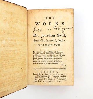 THE WORKS OF DR. JONATHAN SWIFT, DEAN OF ST. PATRICK'S, DUBLIN. VOLUME XVIII