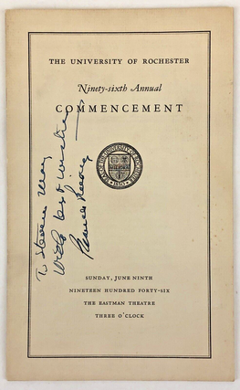 1366584 SIGNED COMMENCEMENT PROGRAM. Branch Rickey