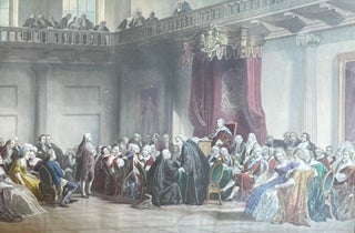 1366773 FRANKLIN BEFORE THE LORDS IN COUNCIL, WHITEHALL CHAPEL, LONDON 1774 [Lithograph