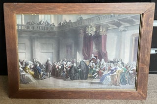 FRANKLIN BEFORE THE LORDS IN COUNCIL, WHITEHALL CHAPEL, LONDON 1774 [Lithograph]