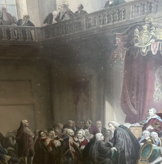 FRANKLIN BEFORE THE LORDS IN COUNCIL, WHITEHALL CHAPEL, LONDON 1774 [Lithograph]