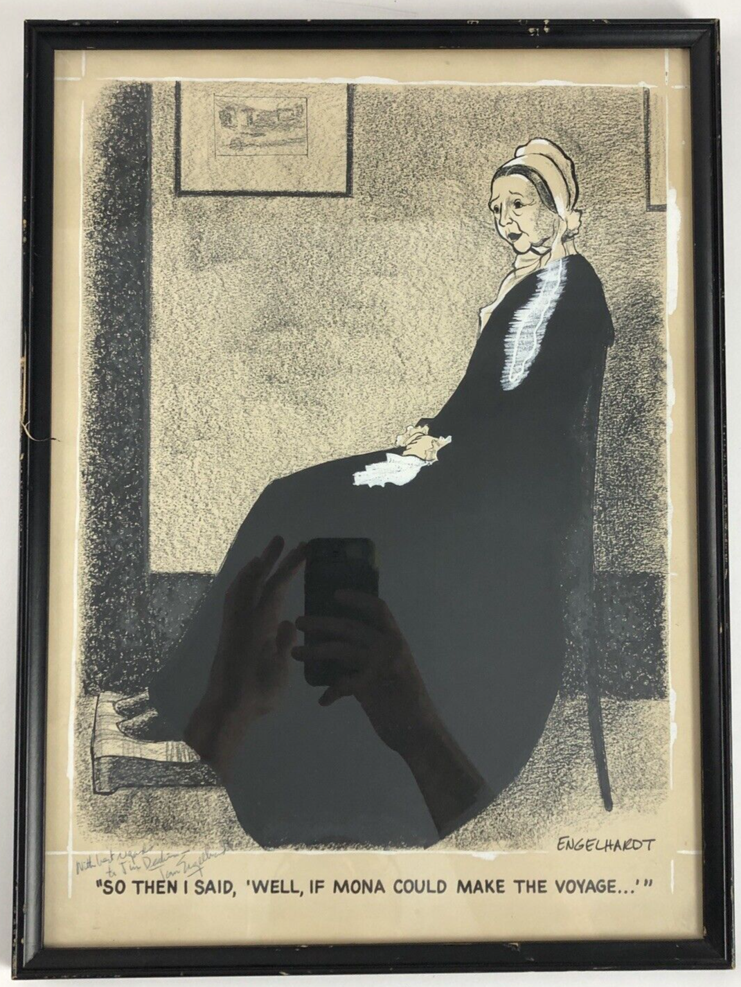 ORIGINAL SIGNED/INSCRIBED POLITICAL CARTOON WHISTLER'S MOTHER