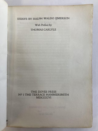 ESSAYS BY RALPH WALDO EMERSON