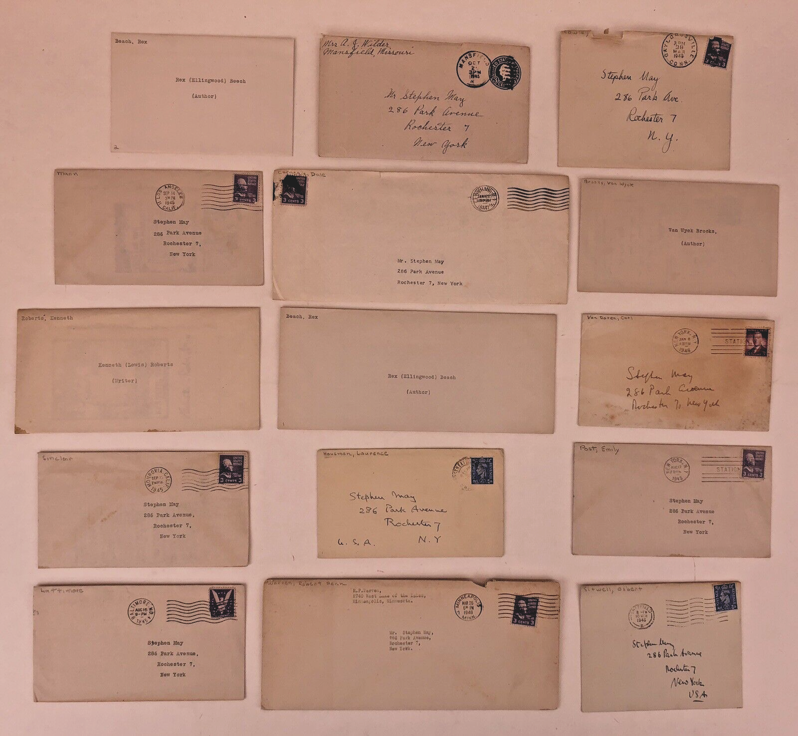 Author Autographs FAMOUS AUTHORS SIGNED LETTERS AND AUTOGRAPHS LOT x14 INDIVIDUALS ...