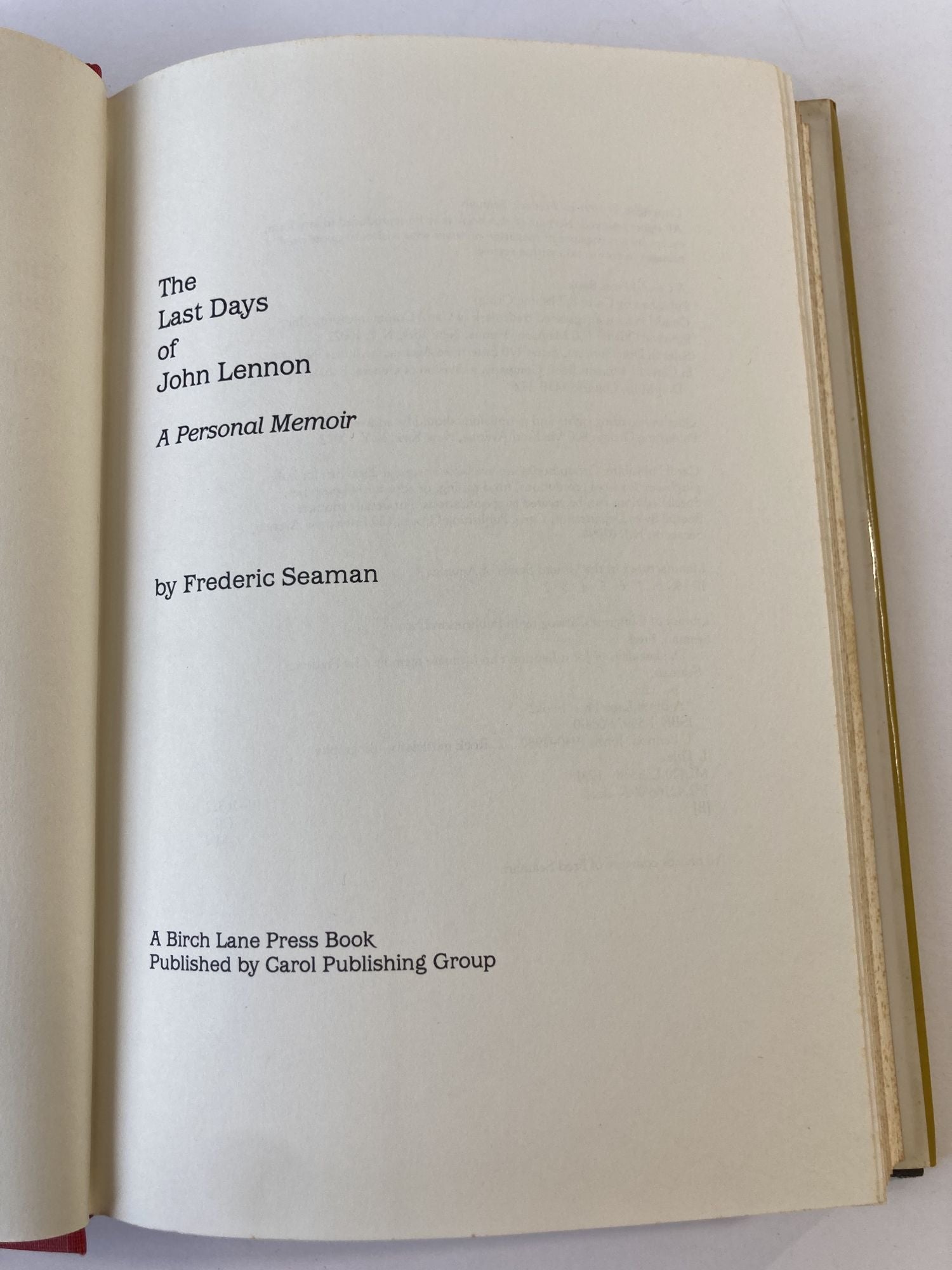 THE LAST DAYS OF JOHN LENNON | Frederic Seaman | First Edition, First ...