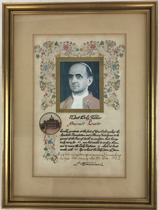 1371155 POPE PAUL VI (MONTINI) SIGNED AND INSCRIBED ASSEMBLAGE. Pope Paul VI