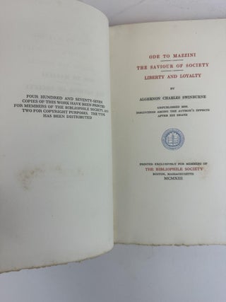 ODE TO MAZZINI, THE SAVIOR OF SOCIETY, LIBERTY AND LOYALTY