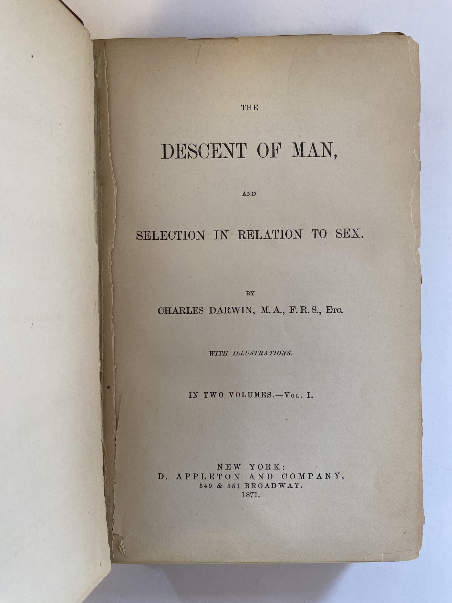The Descent Of Man And Selection In Relation To Sex Two Volumes Charles Darwin First 