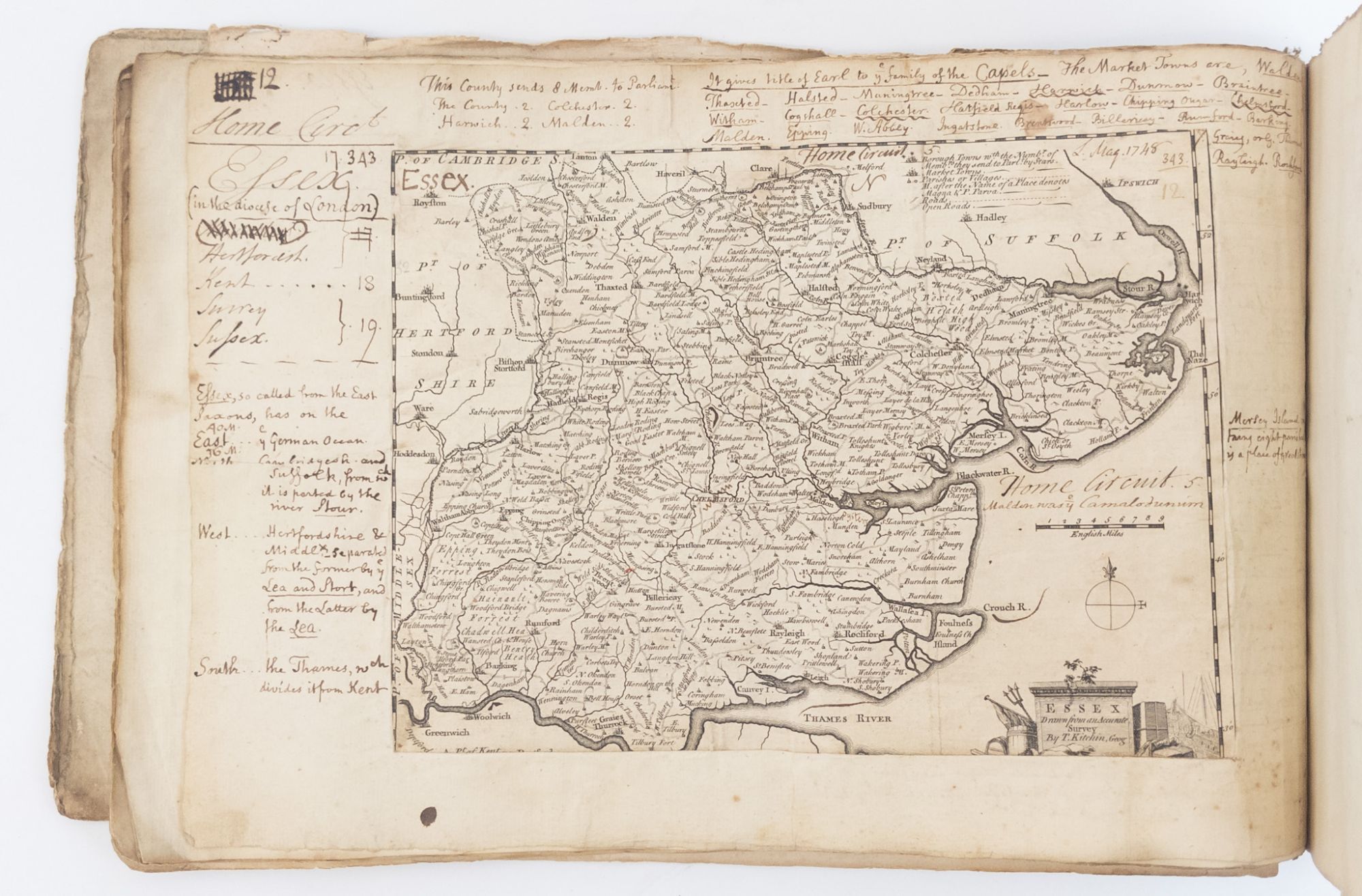 EIGHTEENTH-CENTURY ENGLISH MANUSCRIPT BOOK With 43 English County Maps ...