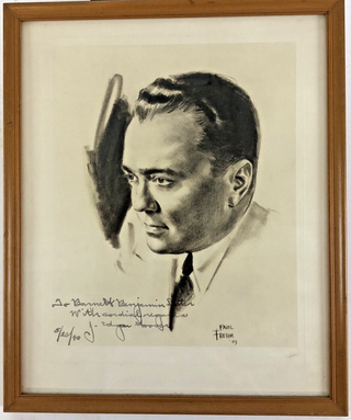 1372567 SIGNED AND INSCRIBED PORTRAIT. J. Edgar Hoover, Paul Frehm