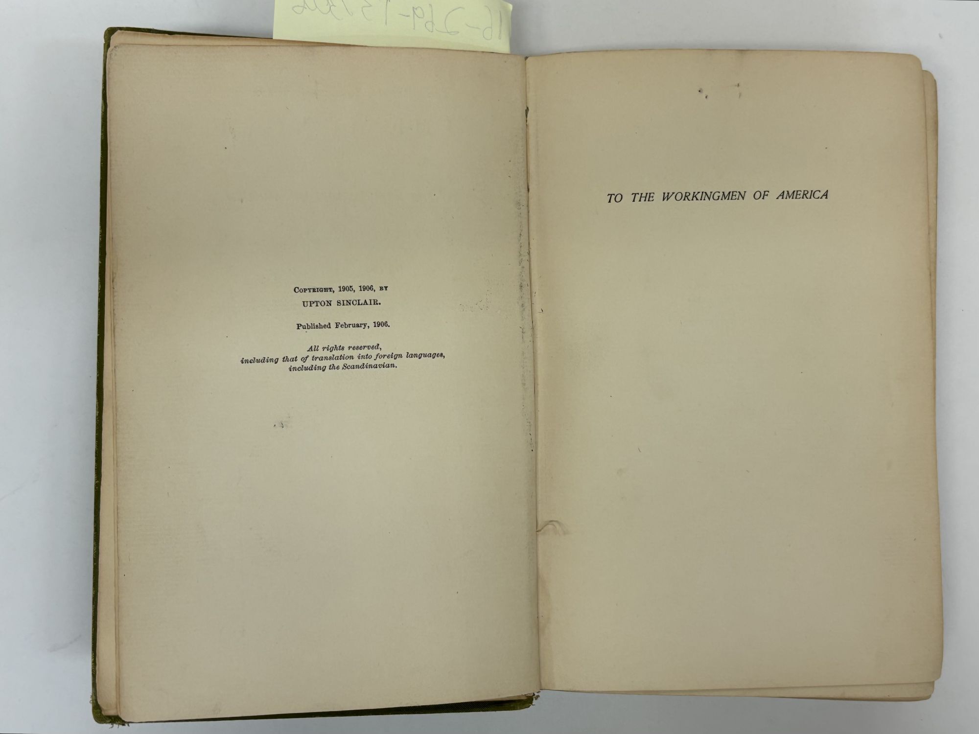 THE JUNGLE | Upton Sinclair | First Edition, First Printing, Self ...