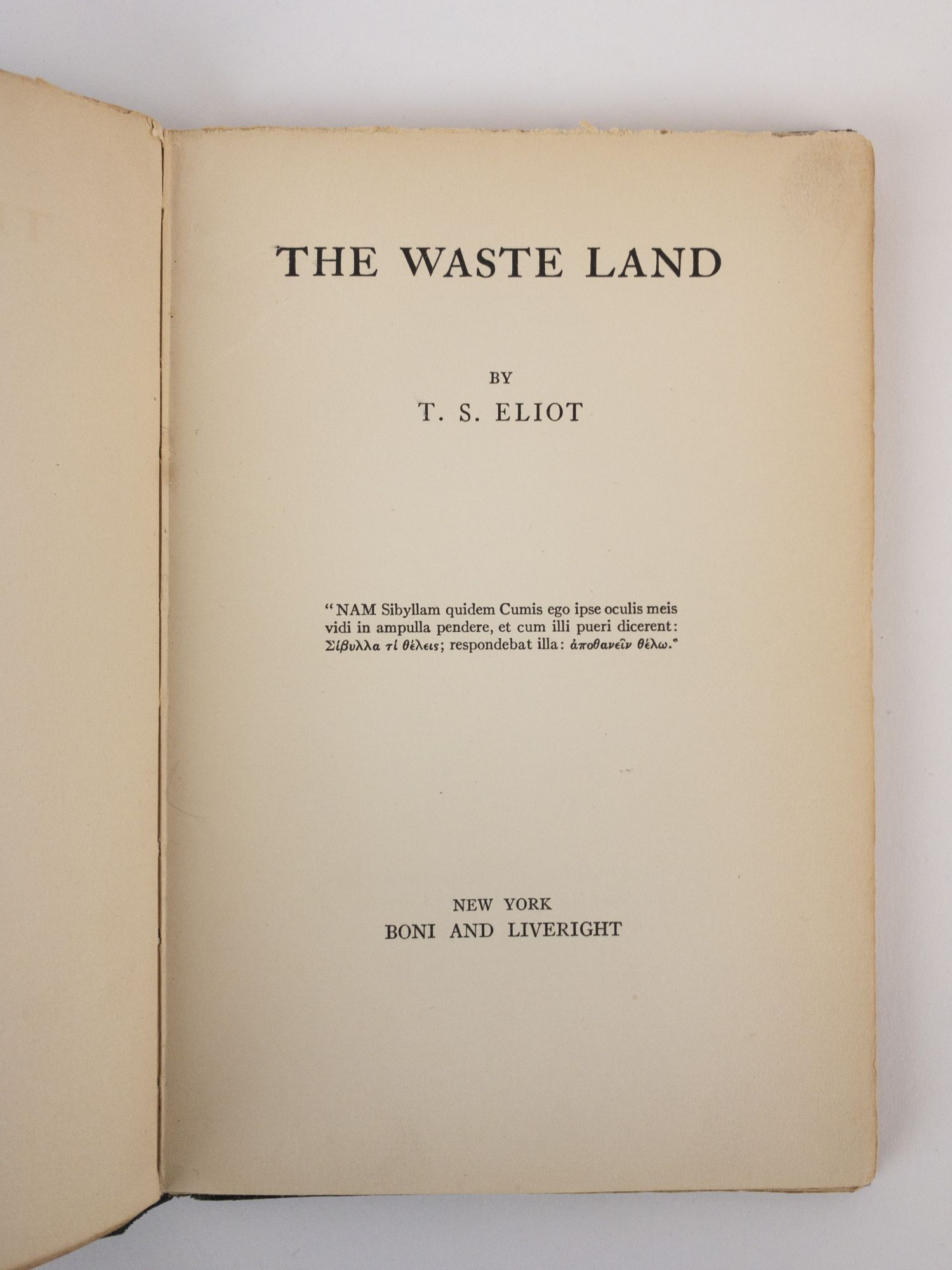 Cover image for 'The Waste Land' by T.S. Eliot, second printing