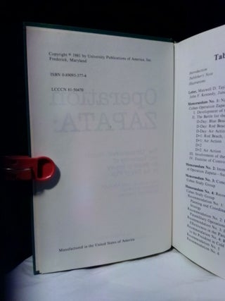 OPERATION ZAPATA: THE "ULTRASENSITIVE" REPORT AND TESTIMONY OF THE BOARD OF INQUIRY ON THE BAY OF PIGS