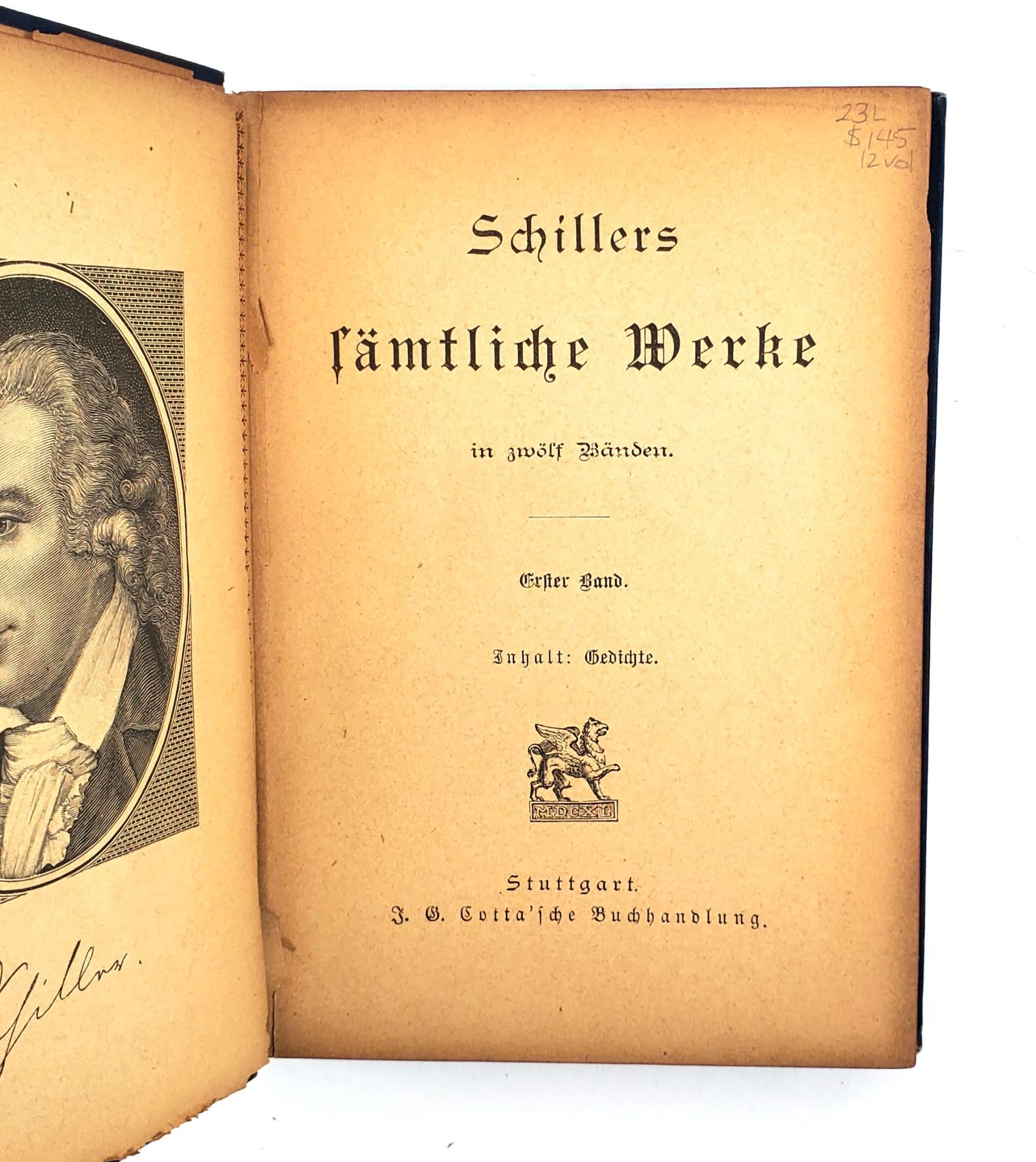 SCHILLERS SÄMTLICHE WERKE IN ZWÖLF BÄNDEN SCHILLERS COMPLETE WORKS