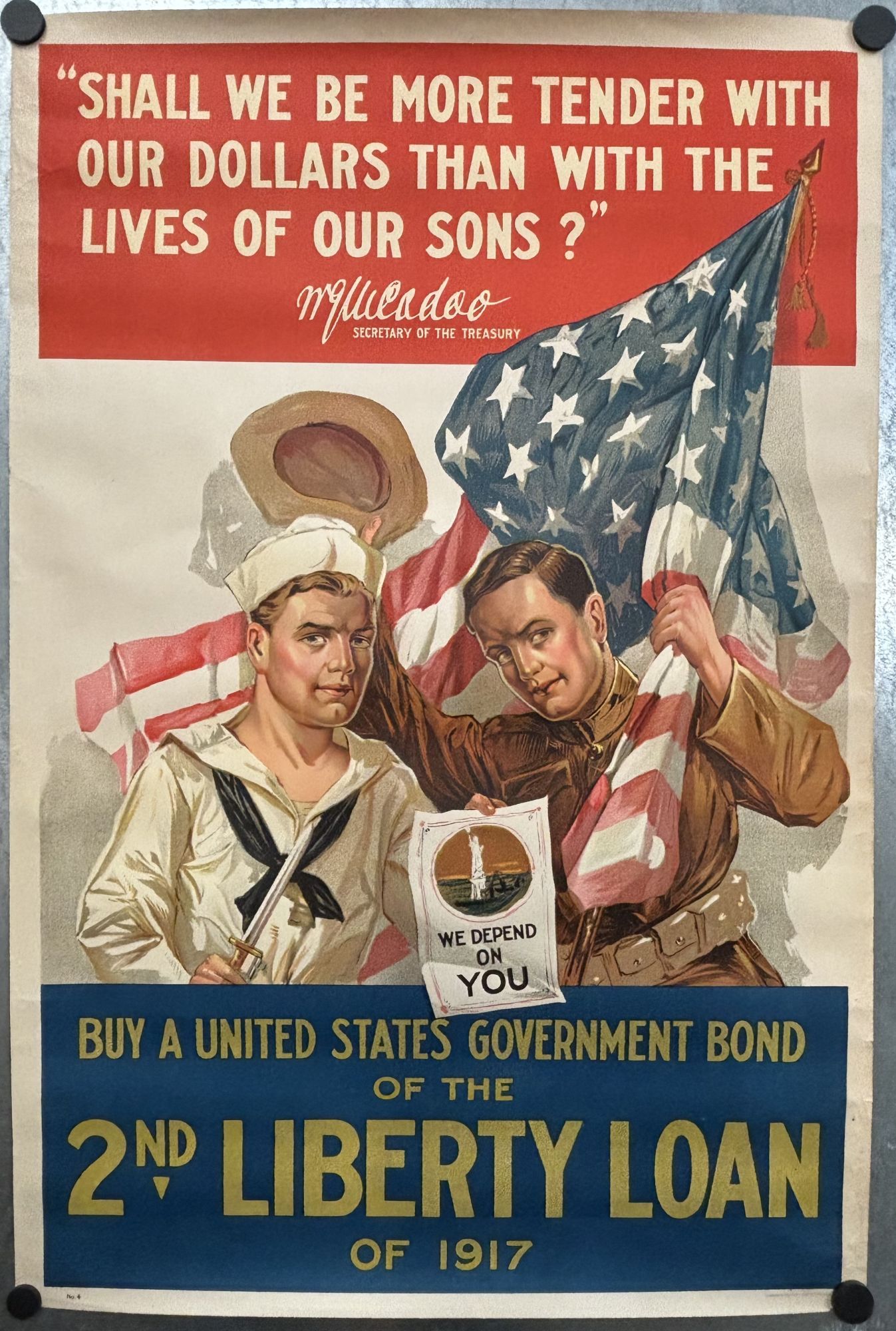 ORIGINAL 2nd LIBERTY LOAN WORLD WAR I POSTER