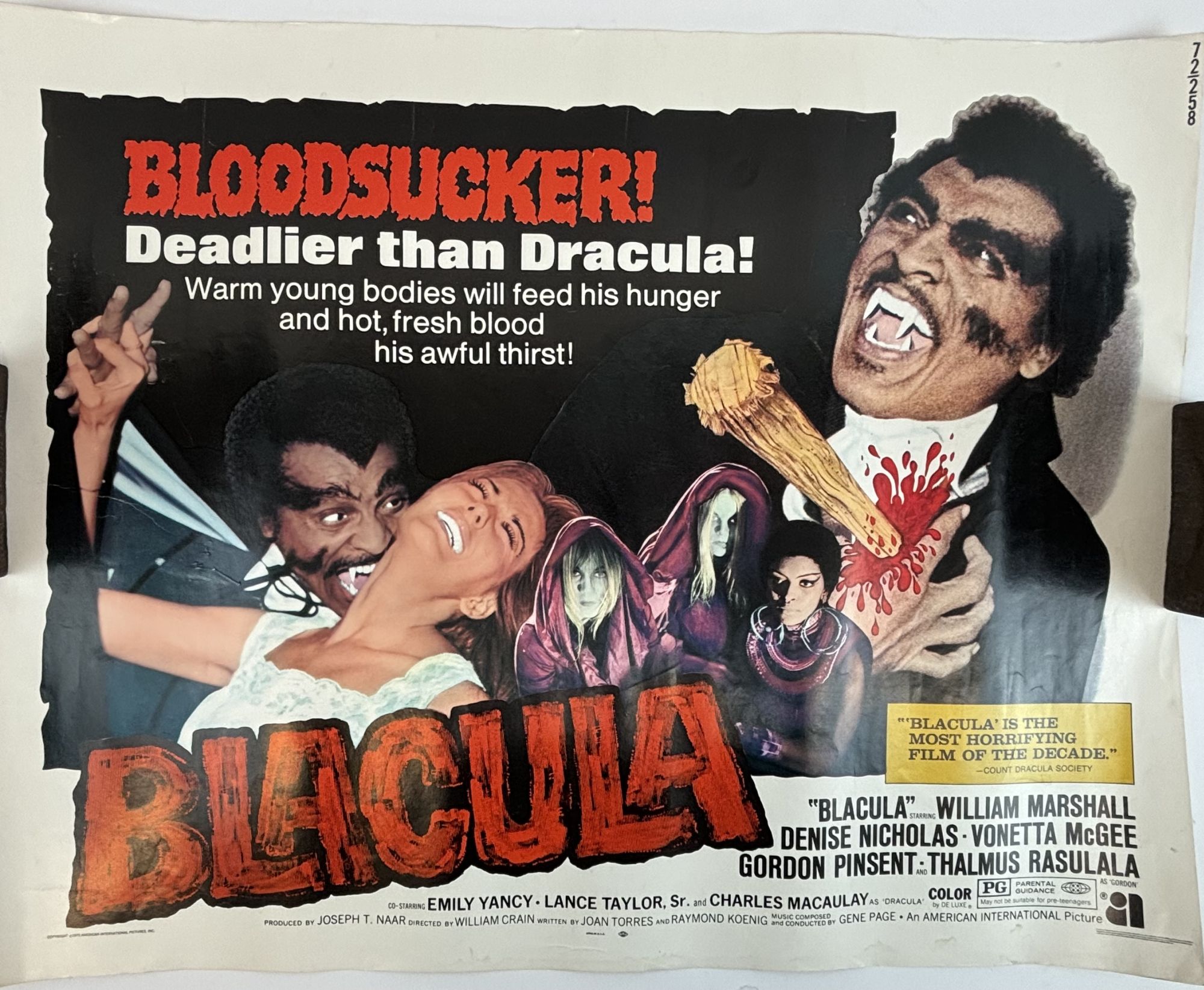 吸血鬼 ブラキュラ ポスター BLACULA 1972年 - 洋楽