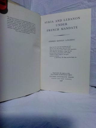SYRIA AND LEBANON UNDER FRENCH MANDATE