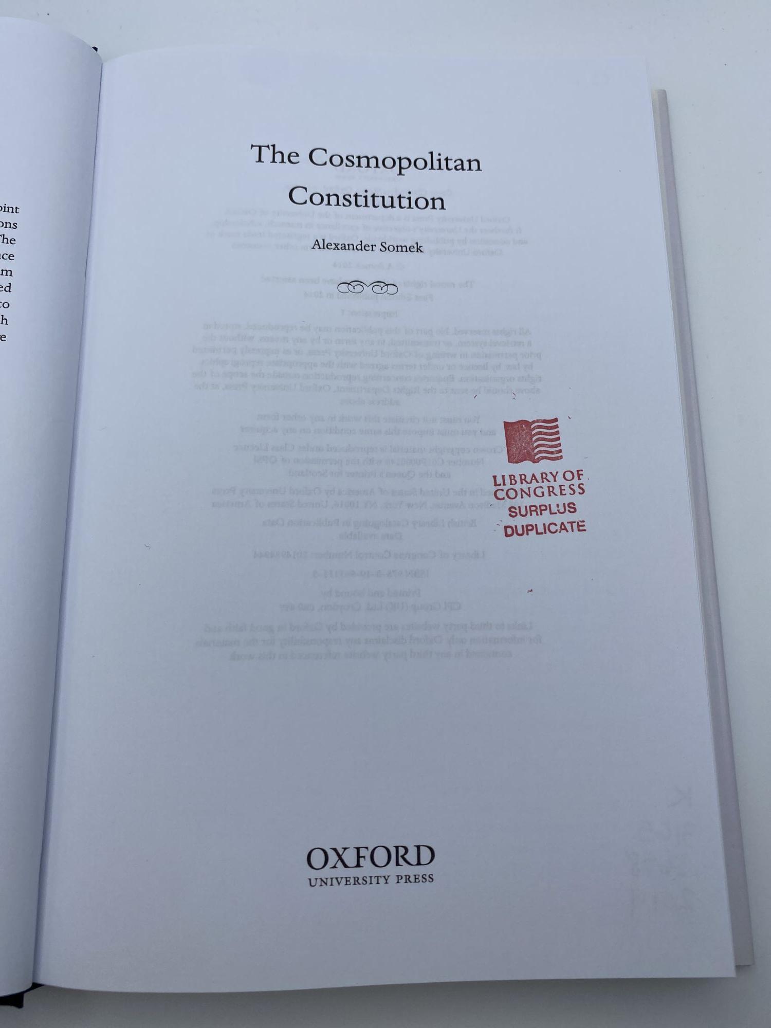 THE COSMOPOLITAN CONSTITUTION OXFORD CONSTITUTIONAL THEORY | Alexander ...