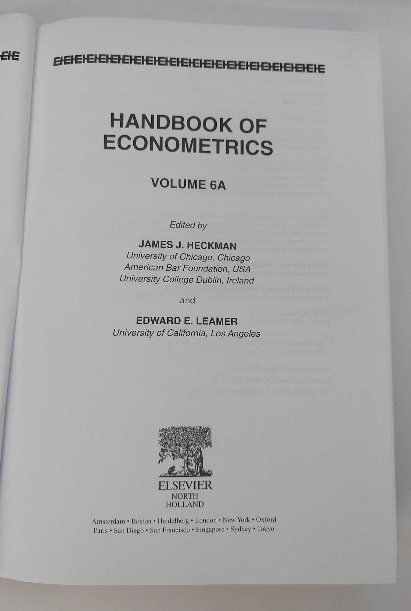 HANDBOOK OF ECONOMETRICS VOLUME 6A | James J. Heckman, Edward E