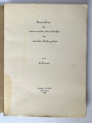 VERZEICHNIS DER ASTRONOMISCHEN HANDSCHRIFTEN DES DEUTSCHEN KULTURGEBIETES