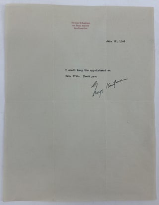 1379416 TYPED LETTER SIGNED [TLS]. George S. Kaufman