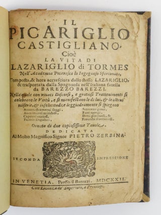 IL PICARIGLIO CASTIGLIANO CIOÈ LA VITA DI LAZARIGLIO DI TORMES