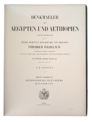 DENKM&Auml;LER AUS &Auml;GYPTEN UND &Auml;THIOPIEN NACH DEN ZEICHNUNGEN DER VON SEINER MAJEST&Auml;T DEM KOENIGE VON PREUSSEN FRIEDRICH WILHELM IV NACH DIESEN L&Auml;NDERN GESENDETEN UND IN DEN JAHREN 1842 - 1845 AUSGEFUHRTEN WISSENSCHAFTLICHEN EXPEDITION [Vols. III - VIII, Only]