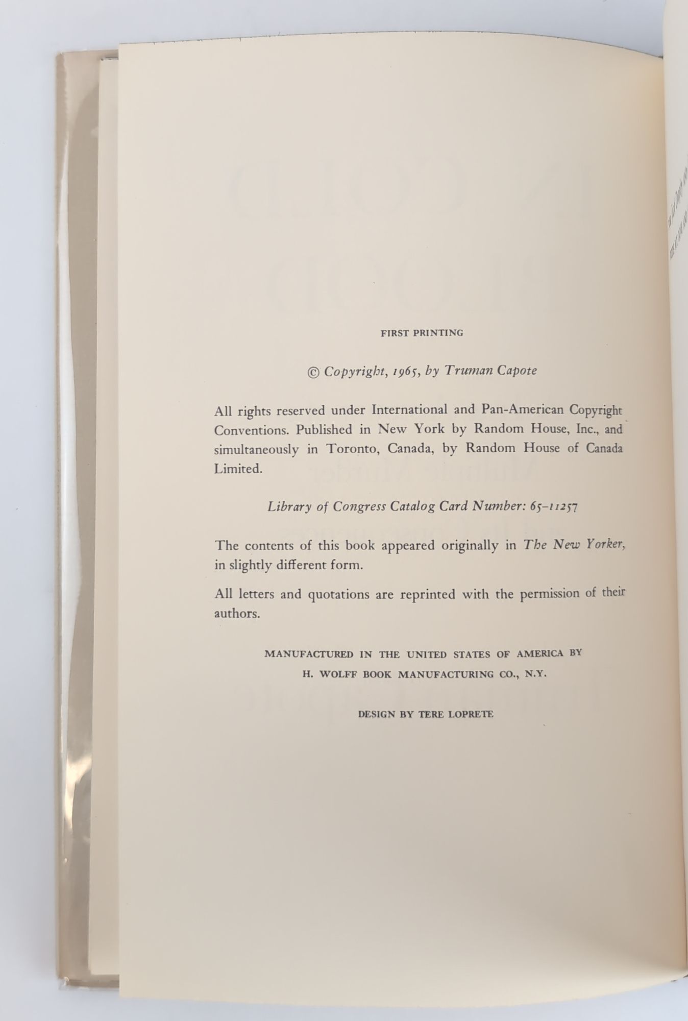 IN COLD BLOOD Signed | Truman Capote | First Edition, First Printing