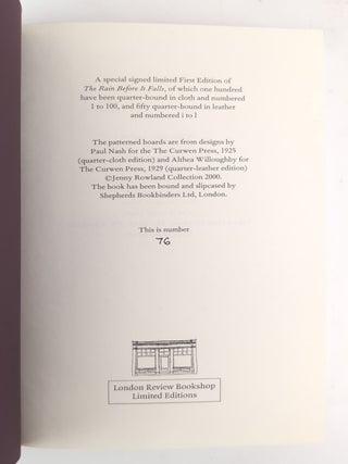 THE RAIN BEFORE IT FALLS [Signed]
