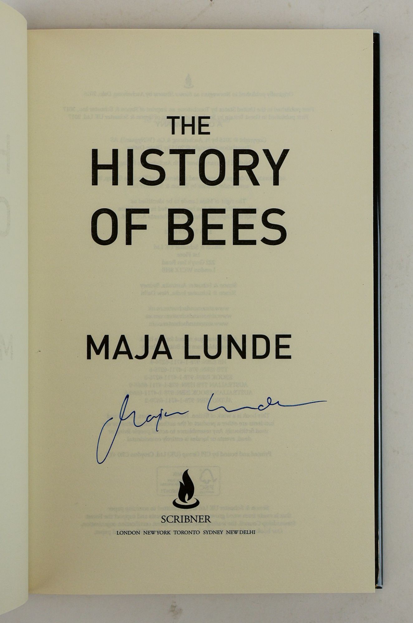 THE HISTORY OF BEES Signed | Maja Lunde | First UK Edition, First Printing