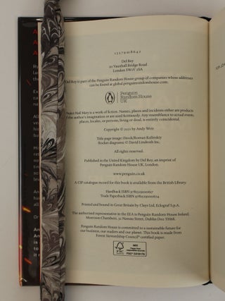 ANDY WEIR 3 BOOK COLLECTION [THE MARTIAN, ARTEMIS, PROJECT HAIL MARY] [3 Volumes] [Signed]